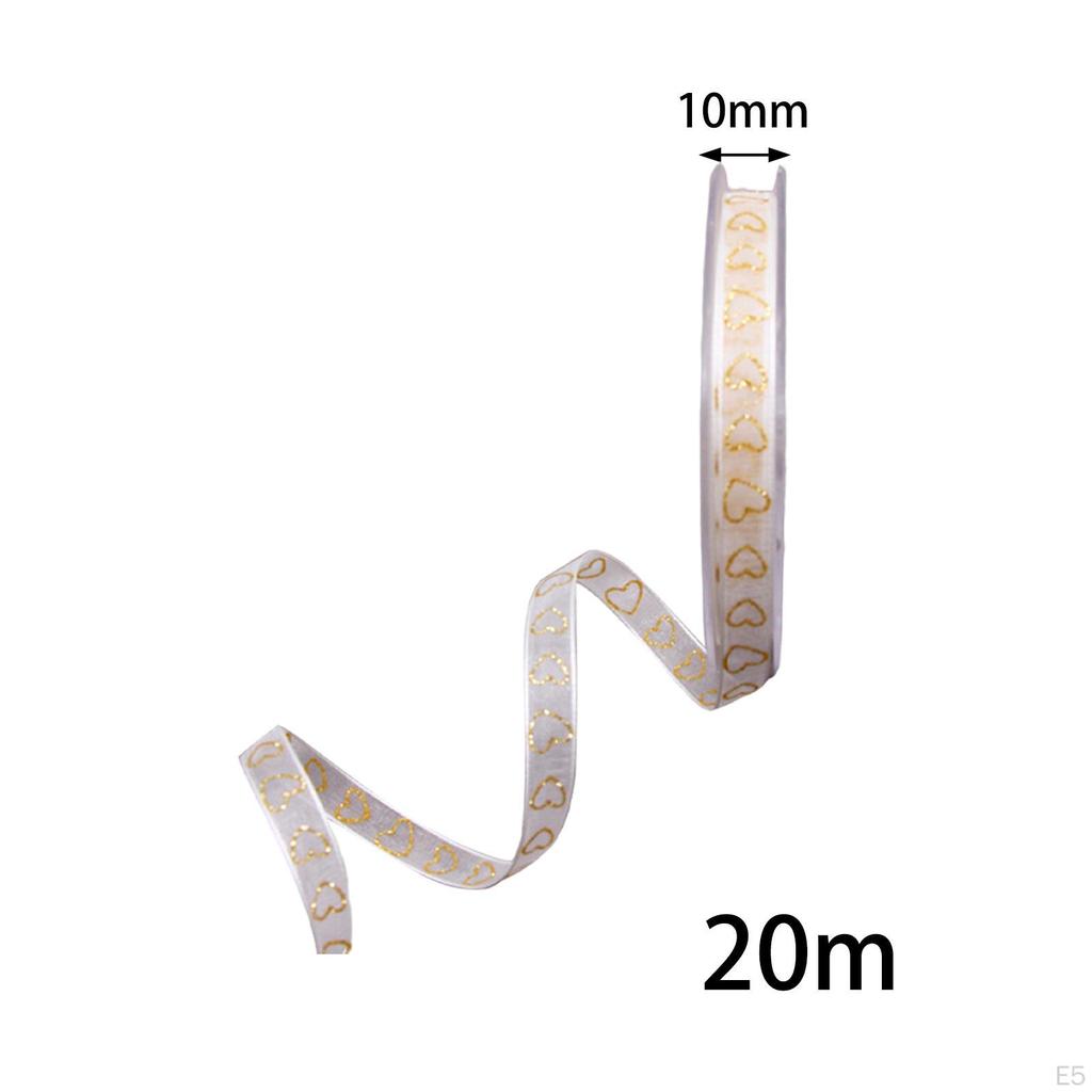 2 Roll Valentine's Day Ribbons Gift Wrapping Wired Heart for Wreath Party