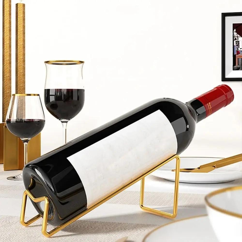 Wine Rack Display Bottle Beer Holder Champagne Stand Drink Shelf Stainless Steel Simple Household Bar Counter Decoration