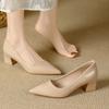 Fashion High-heeled Shoes Women 2025 Pointed Shallow Mouth Shoes Women's Thick-heeled Fashion Shoes Plus Size 42  Zapatos Para Mujer