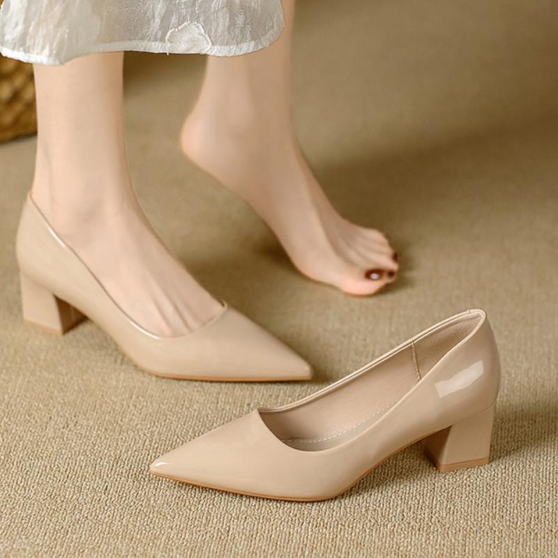 Fashion High-heeled Shoes Women 2025 Pointed Shallow Mouth Shoes Women's Thick-heeled Fashion Shoes Plus Size 42  Zapatos Para Mujer