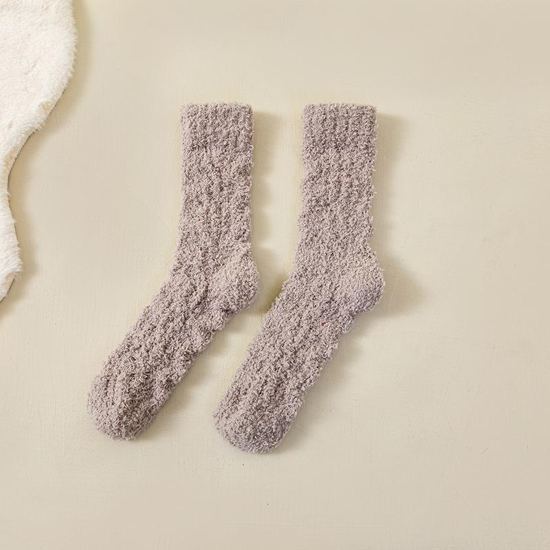 Women In Autumn and Winter with Velvet and Thick Warm Home Floor Indoor Sleeping Tube Socks