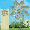 Metal Flower Wind Spinner Garden Kinetic Wind Sculpture Outdoor Retro Wind Spinner with Stake for Yard Lawn
