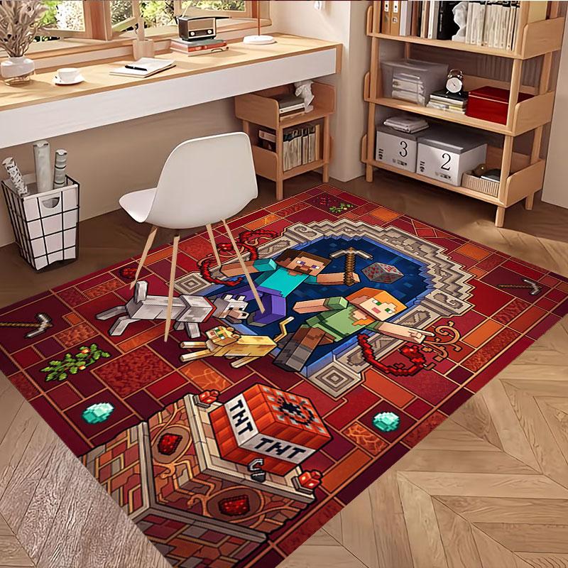 Minecraft1 (4) Print Rug, Washable Floor Carpet, For Entryway Dorm Laundry Room Office Study, Home Decor Birthday Christmas Gift