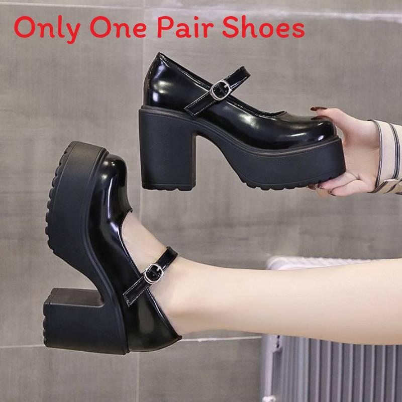 Mary Jane Shoes For Women Retro Pu Thick Heel Platform Casual Spring