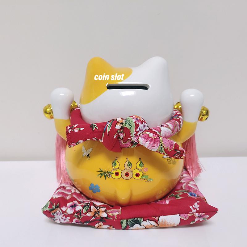 6 Inch Ceramic Maneki Neko Figurine Fortune Cat Money Box Colored Cat Piggy Coin Bank Home Decoration Gift Feng Shui Ornament