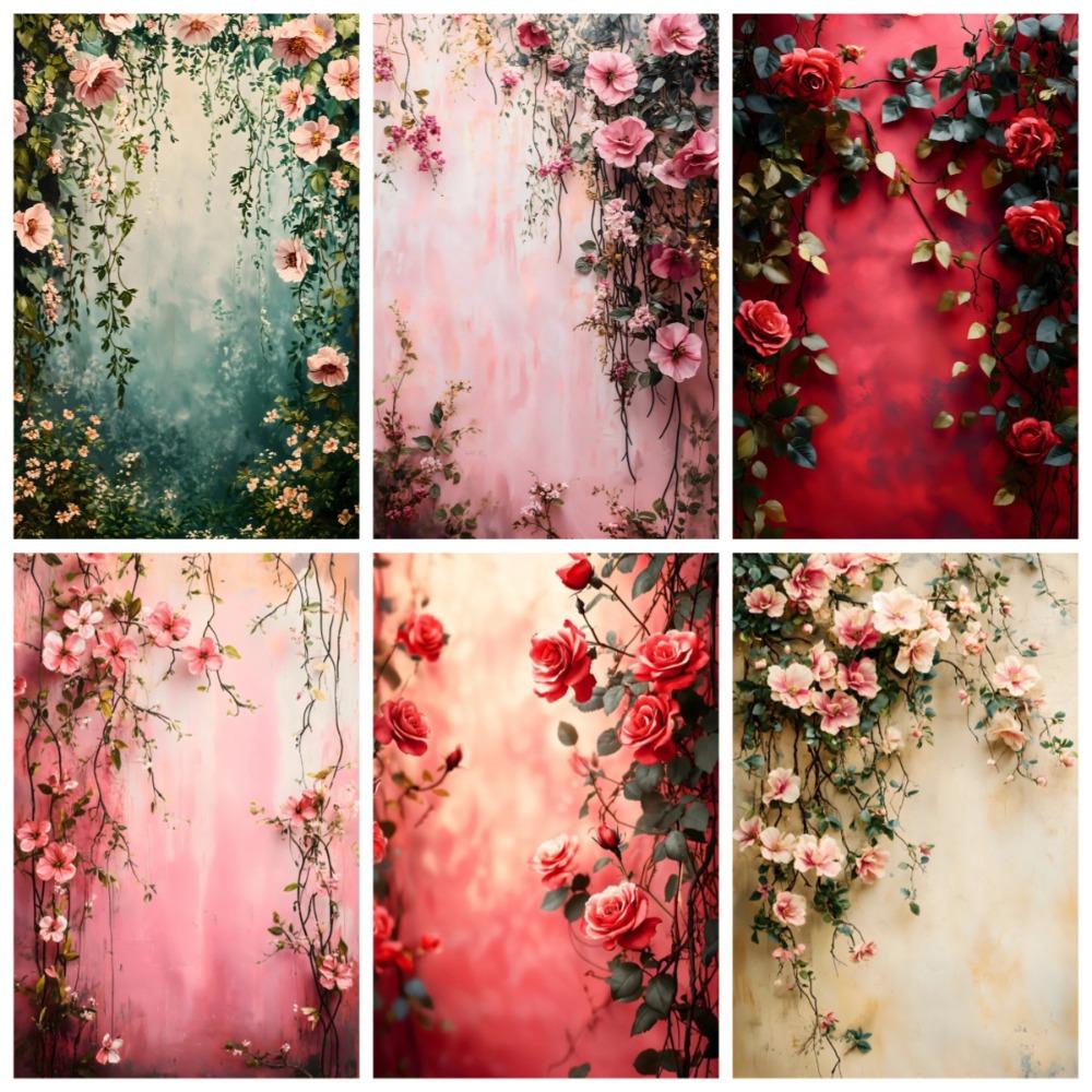 Spring Abstract Art Flower Banner Background Cloth, Adult Birthday Party Decoration Pregnant Woman Portrait Photography Backdrop