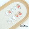 30-Piece 3D Cherry White Polka Dot Almond French Nail Art Tips