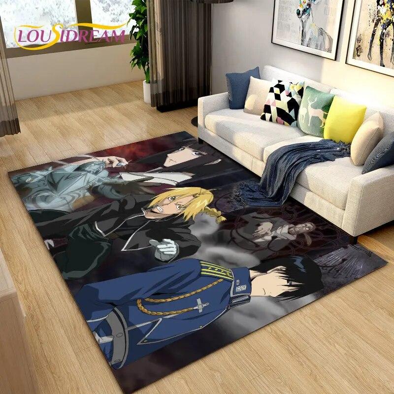 Anime Fullmetal Alchemist Area Rug Large,Carpet Rug for Living Room Bedroom Sofa Doormat Decoration,kids Play Non-slip Floor Mat