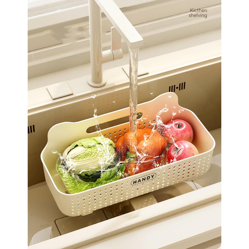 Kitchen rack, home bathroom, no punching, wall-mounted condiment multi-purpose sink drain storage rack
