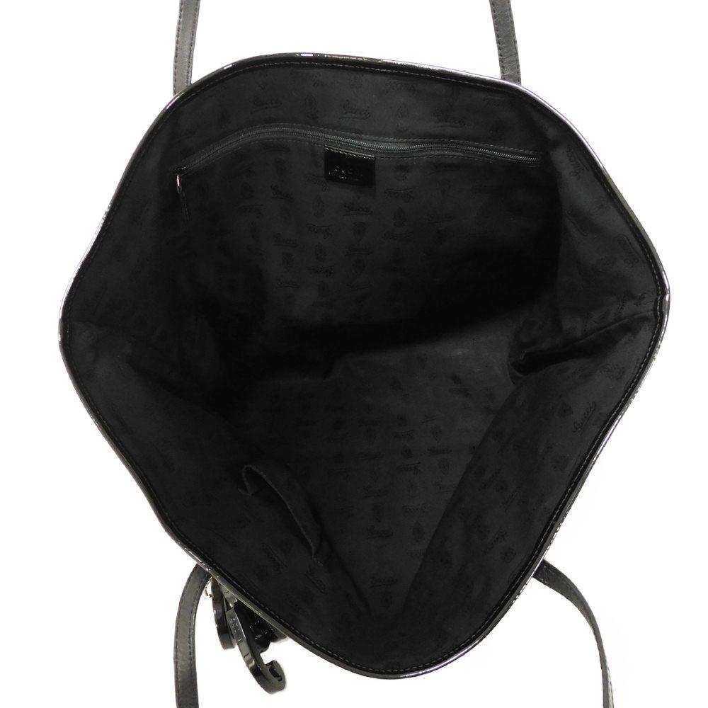 Used 9539 Jolly Tote 211971 7924 Patent Enamel Black GG Canvas Beige Unisex from Japan AUTHENTIC
