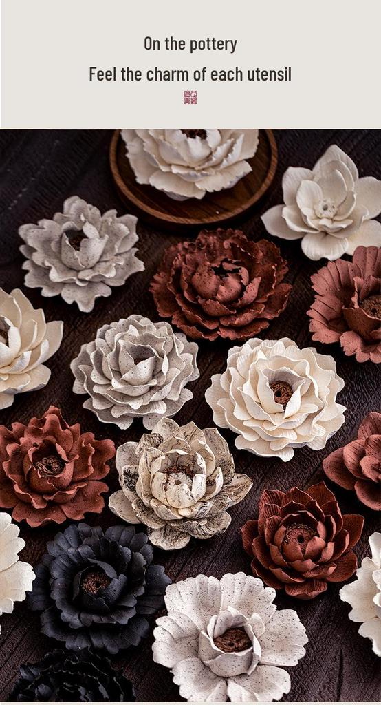 Xichun Hand-Pinched Ceramic Flower Incense Holder | Creative Home Decor Gift