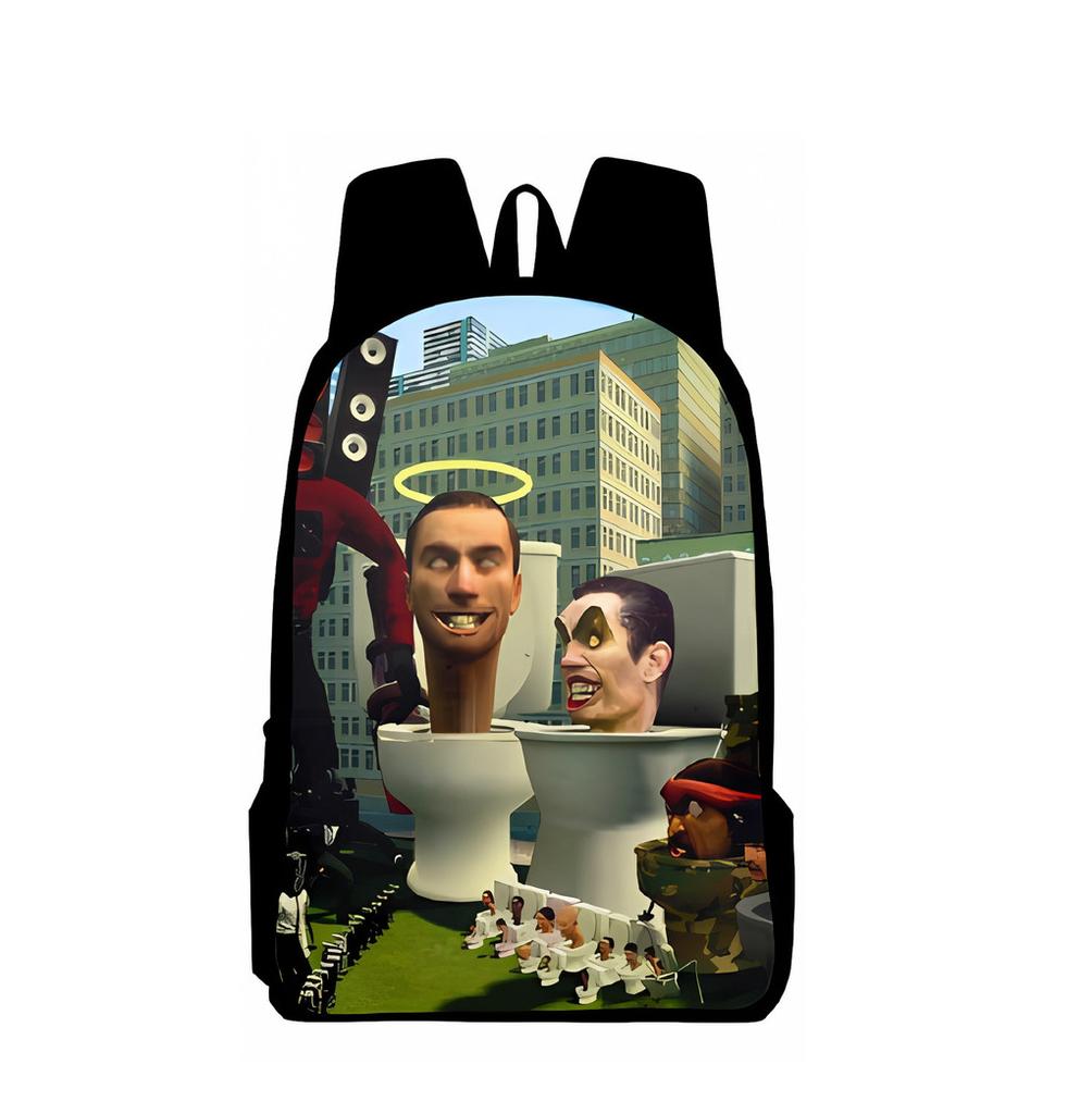 Skibidi Toilet Character Kids Backpack With Breathable Oxford Cloth For School Use
