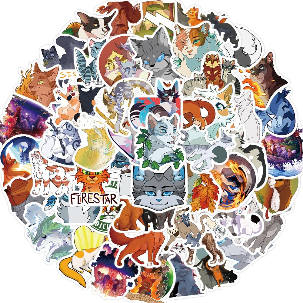 Set of Warriors PVC Waterproof Large Anime Laptop 52-Piece Stickers, Stickers, Quantity, Fantasy, Novel, Character, Cat, Suitcase, [Used]