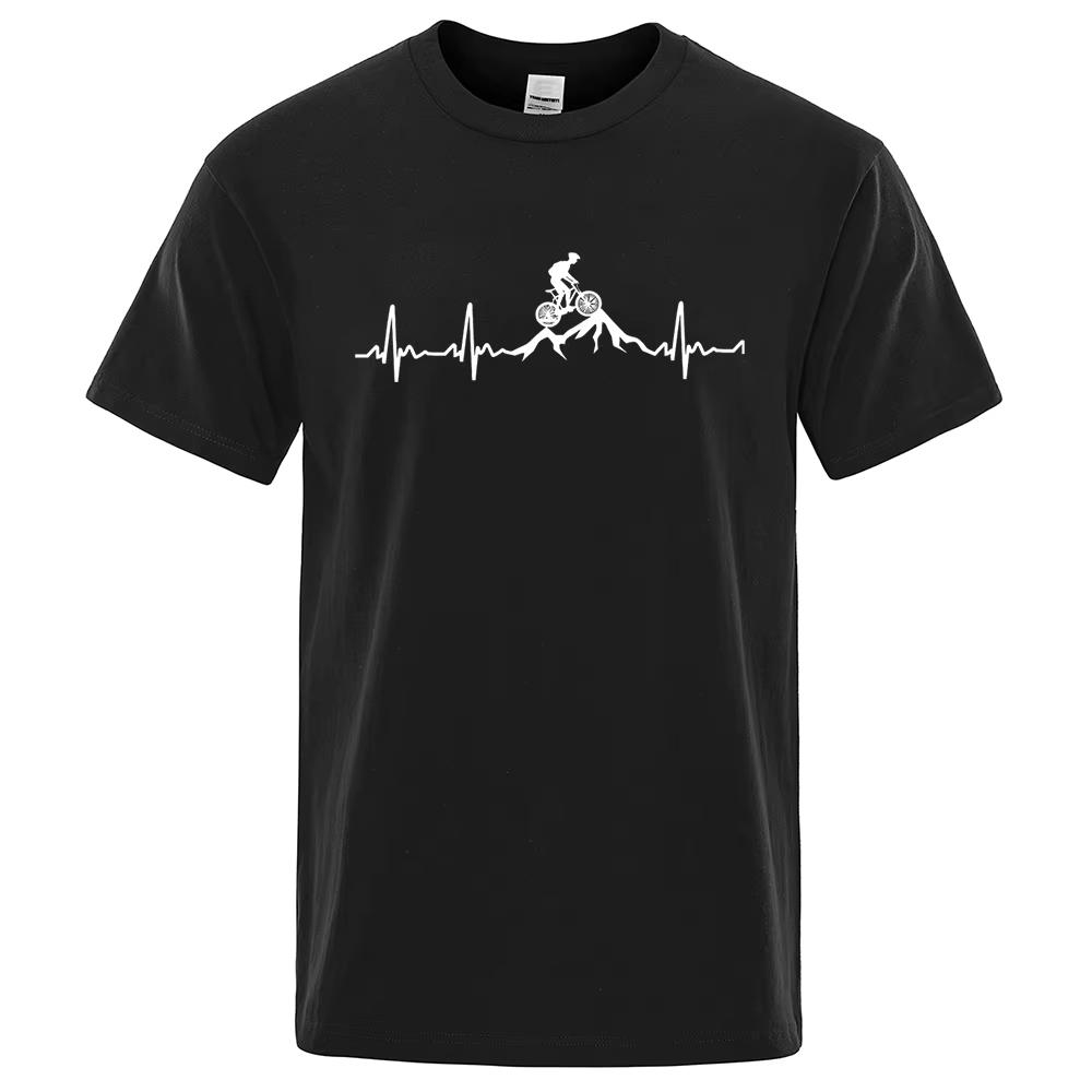 

Mountain Bike Heartbeat Funny Mtb Dirt Bike Men Tshirt Hip Hop Casual Tops Summer Street T Shirt Oversized Cotton Short Sleev... S разноцветный
