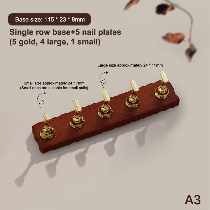 Negleutstilling Sterk Magnetisk Negleholder Falsk Negletipp Øvelsesstativ Valnøtt Trebase Holder For Kunstsalong DIY Øvelsesverktøy