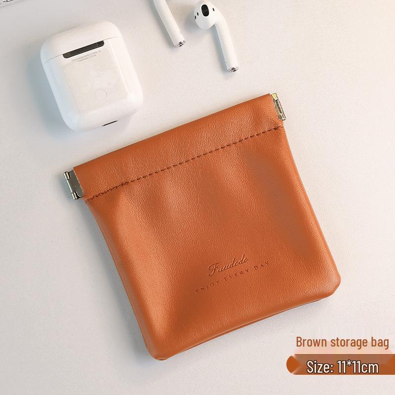 Portable Mini Coin Purse for Lipstick and Data Cable Storage with Automatic Drawstring Closure