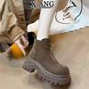 Thick-soled heightening Martin boots women's autumn and winter new British style explosive short boots frosted leather single boots