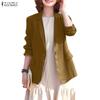 ZANZEA Women Casual Turn Down Collar Loose Long Sleeve Thin Cardigan Blouse