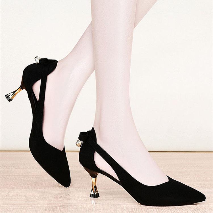 Mid-heel Sandals Female High Heels Female Fine Heels Work Stiletto Spring and Summer Female Pointed Toe Sexy Shallow Mouth Single Shoes