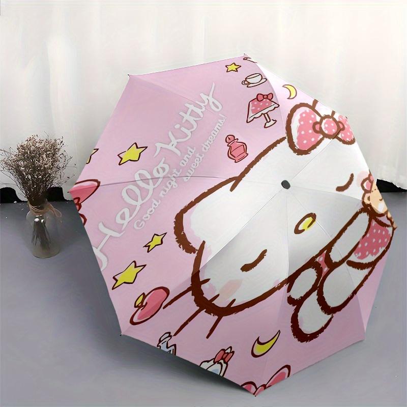 Hello Kitty,Sweet Dreams Automatic Folding Umbrella-Simple 8-Rib Design, Bright Cartoon Pattern, Durable Iron Frame, Suitable For Travel, Ou