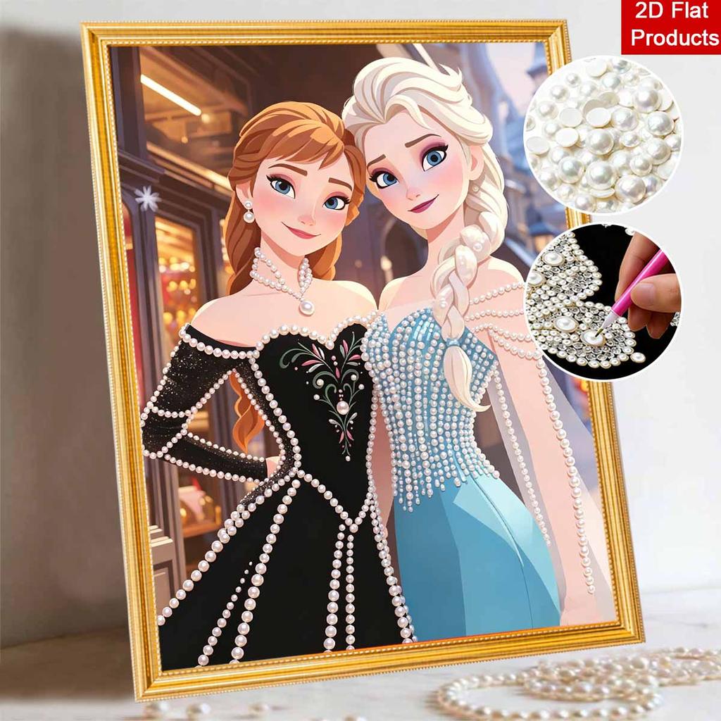 Disney Pearl Painting Anna and Elsa DIY Pearl Art Painting Pearl Gem Painting Pictures Crafts Special Shape Home Wall Decoration