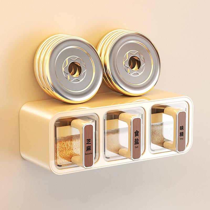 Seasoning Jar Combination Wall-mounted Household Kitchen Seasoning Storage Box, Seasoning Bottle, Salt Jar, Seasoning Box