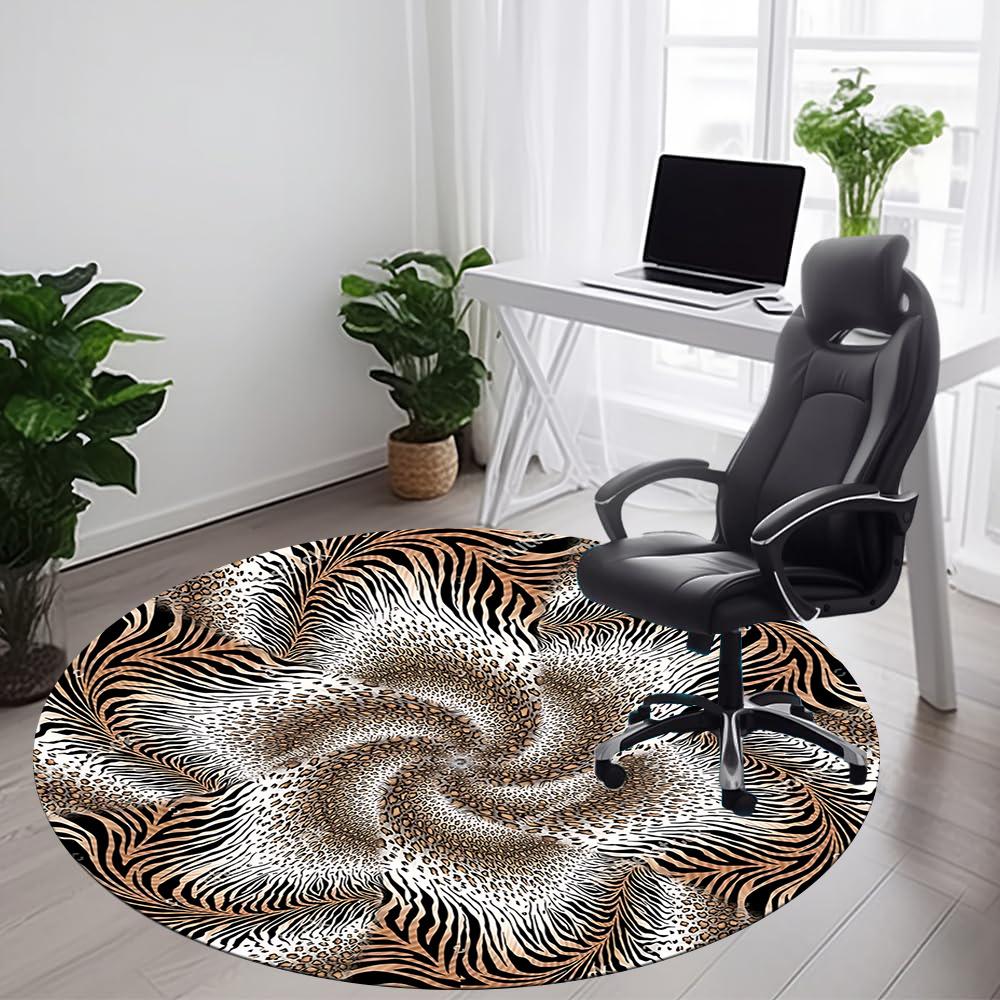 1pc Zebra Print Animal Office Round Area Rug, Indoor Mat Suitable ForOffice, Under Office Chairs Bedroom Living Room Home Decor, Room Deco q085