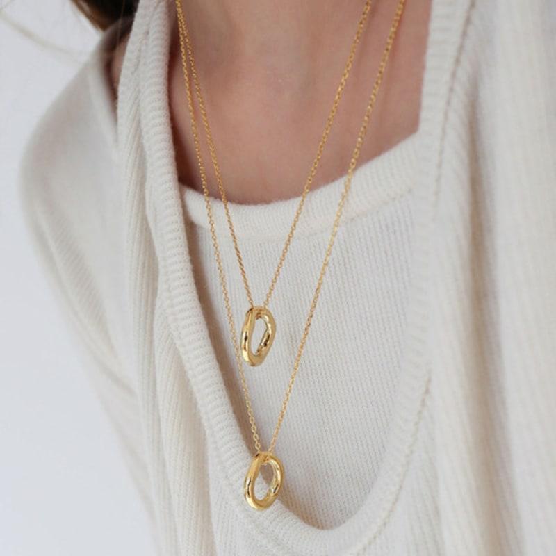 modernlike 14k gold-filled silver clay layered necklace