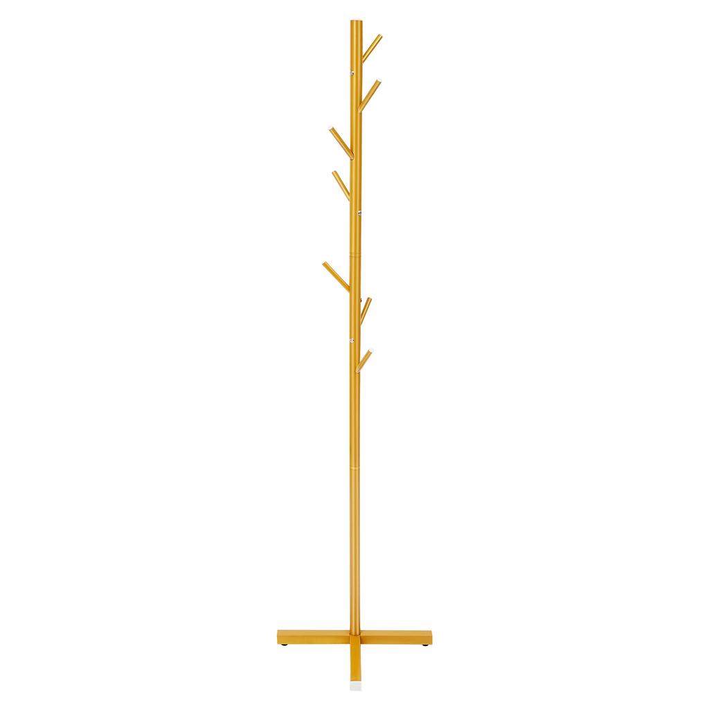 Golden Tree Coat Rack Stand, 7-Hook Iron Hallway Organizer for Hats Bags, Modern Free Standing Clothes Hat Stand