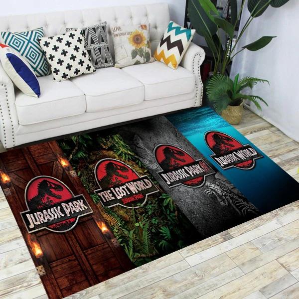 Jurassic Park Dinosaurier-Cartoon-Teppiche, rutschfester Teppich für Wohnzimmer, Schlafzimmer, Fußpolster-Dekoration, Kinderspiel-Bodenmatte