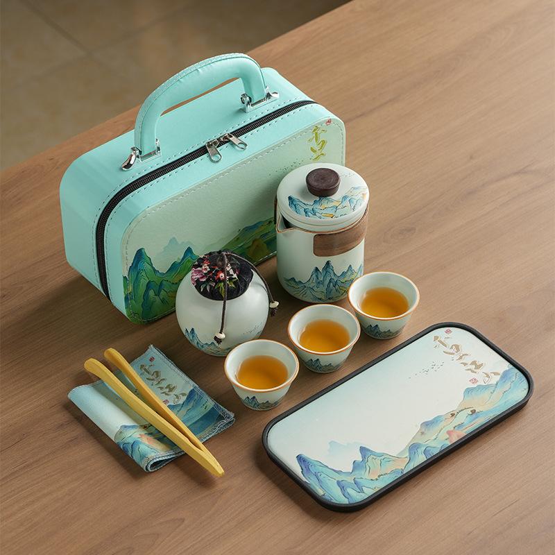 Chinese style Guochao Qianli Jiangshan tea set merchandise gifts business souvenir set company corporate activities small gifts