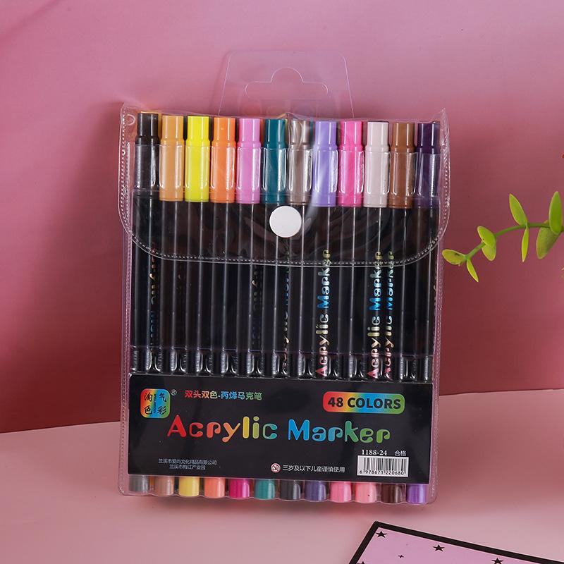 24-120 Colors Dual Tip Acrylic Marker Pens Set Brush Paint Markers for Rock Painting, Canvas, Wood Ceramic Art Supplies for Kids