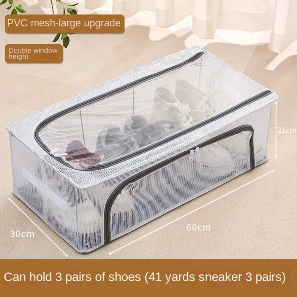 New Foldable Shoe Storage Box Under the Bed Dustproof Shoe Basket Steel Frame Large Capacity Shoe Box Home