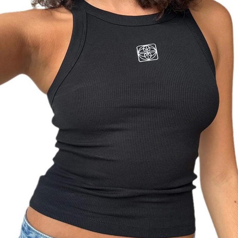 Y2K zomerlijn borduurwerk slim fit casual dames gebreid pullover vest