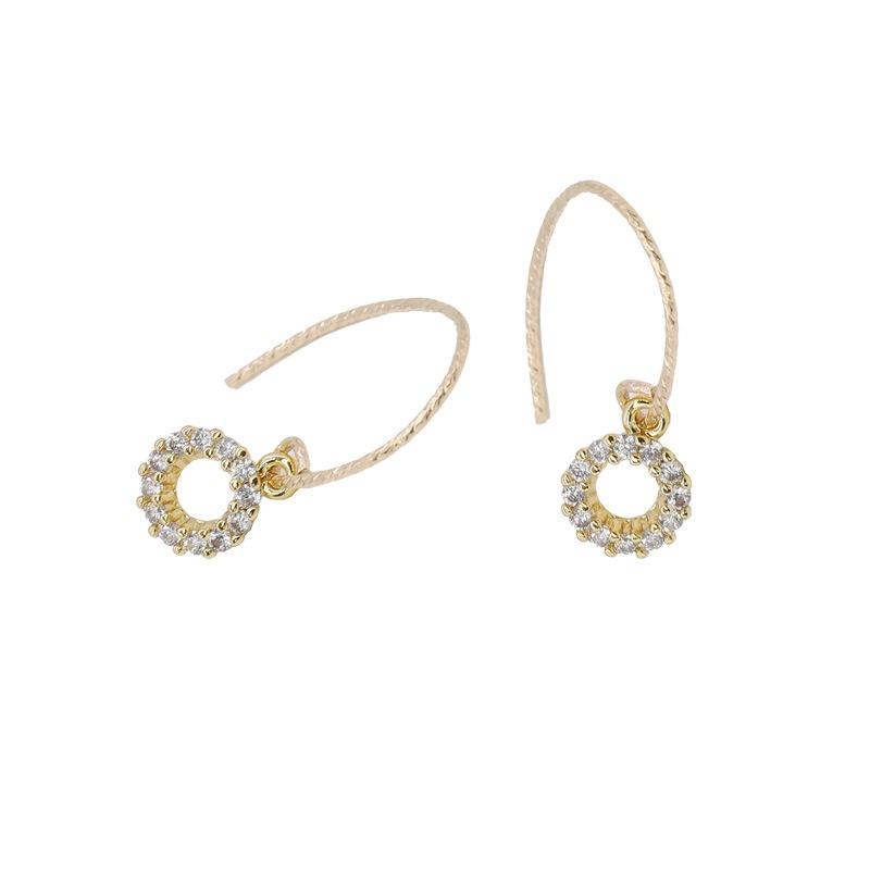S925 Sterling Silver Small Circle Earrings Studded with Zircon Minimalist Design All-Matching Graceful Latte Art Earrings