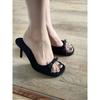 Slipper Mules Low High Heels Shoes 2024 Summer Best Street Look Females Square Head Open Toe bow Strappy Sandals Women