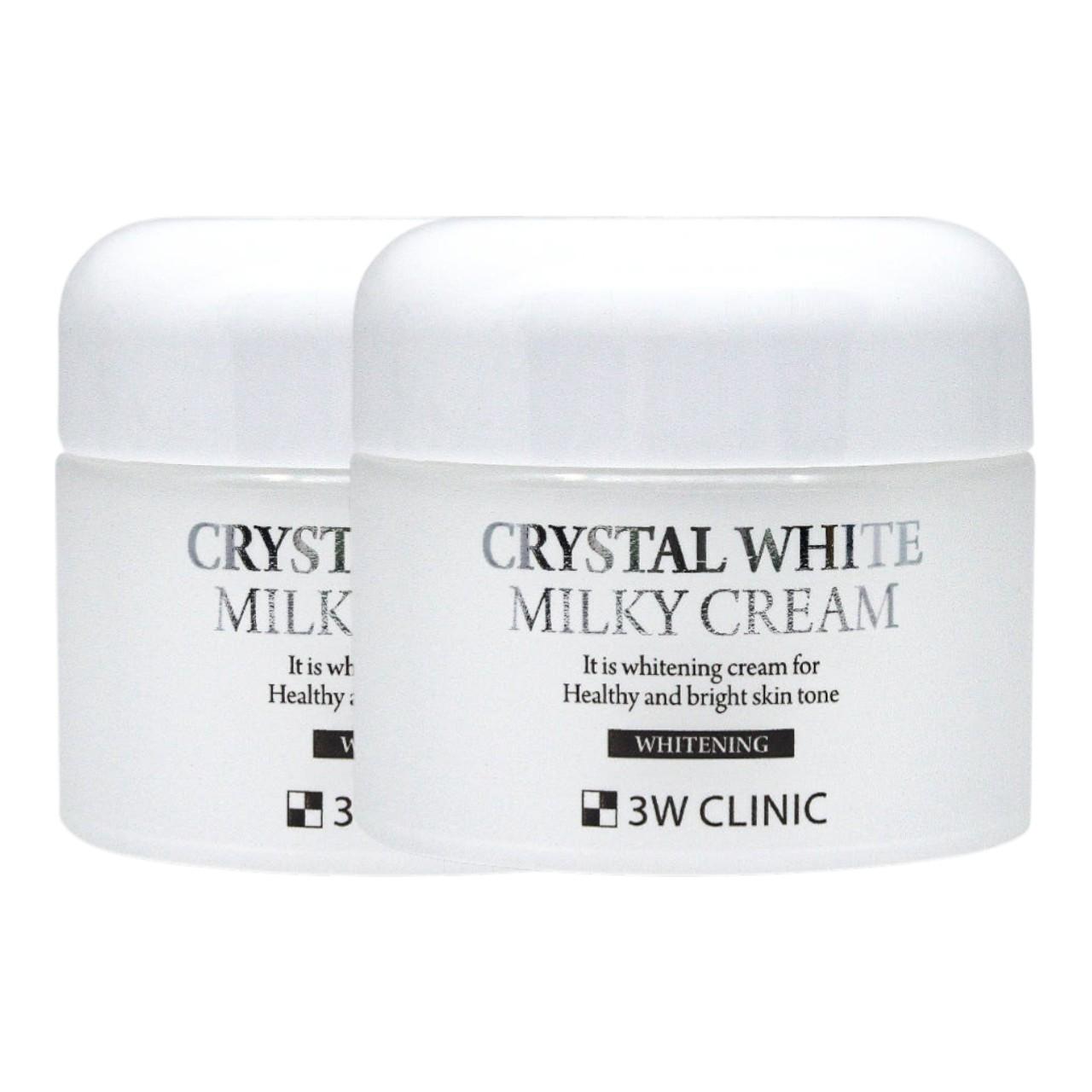 3W Clinic Crystal White молочный крем 50г (Упаковка из 2 шт.) - Осветляющий и выравнивающий тон увлажняющий крем с ниацинамидом и витаминным комплексом