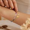 Double Layer Heart Beaded Bracelet Feature Initial Charm Letter Fashion Copper Jewelry Gift For Teen Girls Women