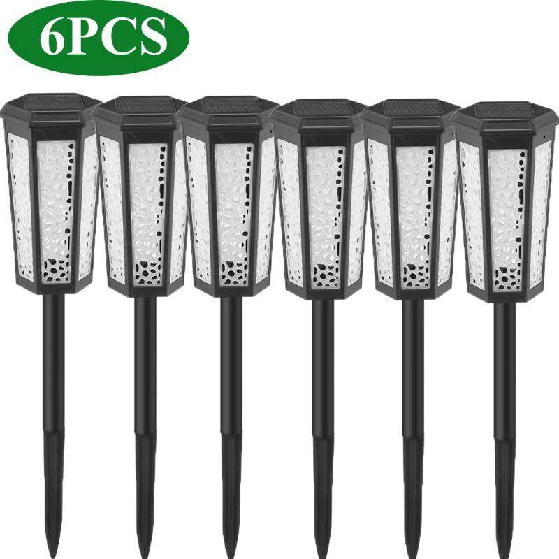 Solar Powered Pathway Landscape Lights Outdoor Waterproof Dusk to Dawn 2 Modes Warm White & White Modern Garden Lights for Path Yard Walkway Driveway