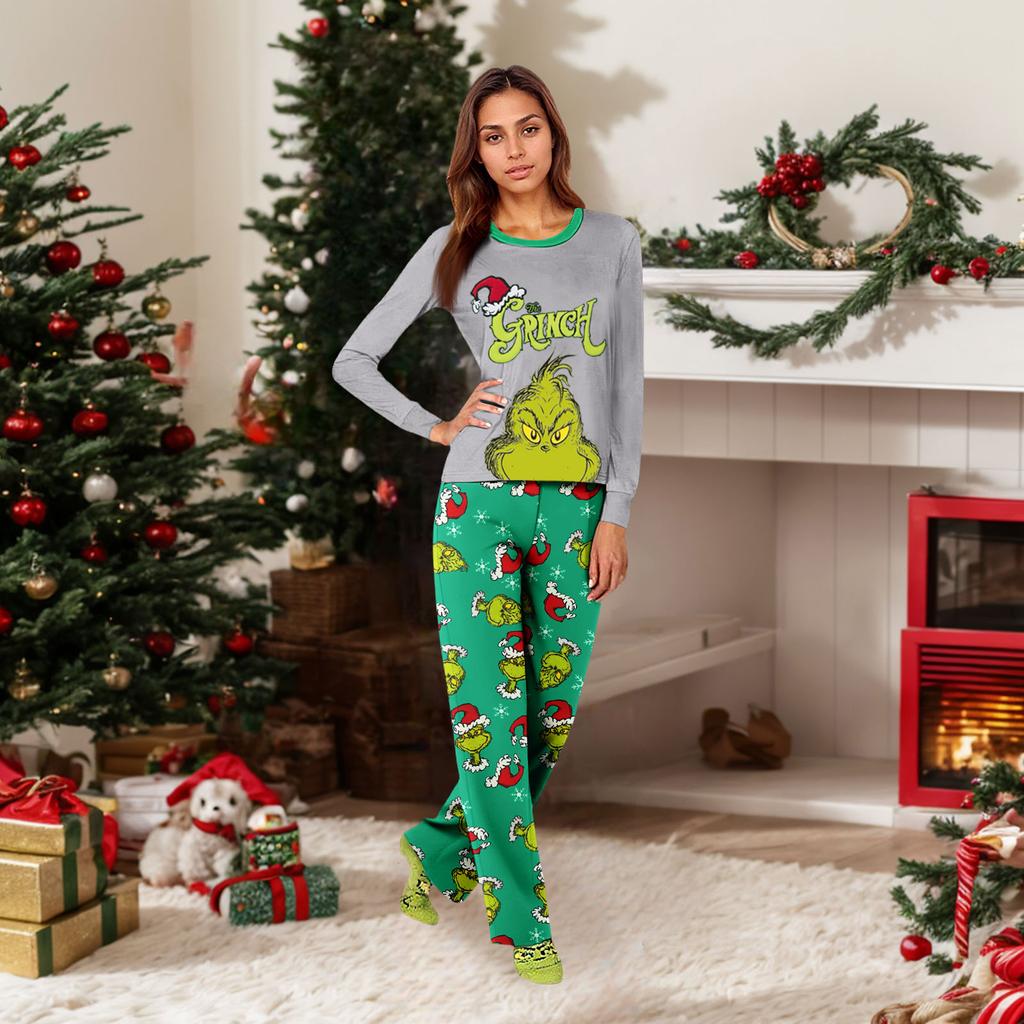 Parent-child Christmas Print Home Suit Long-sleeved Top And Pants