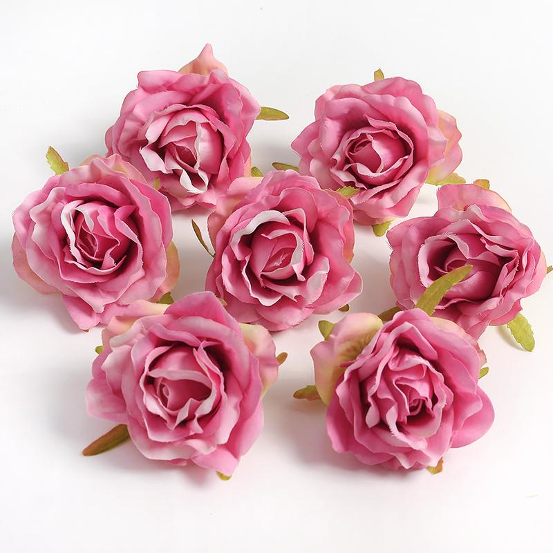 3/5Pcs Rose Artificial Flowers Heads 7cm Fake Flowers for Marriage Wedding Decorations Home Decor DIY Craft Garland Accessories