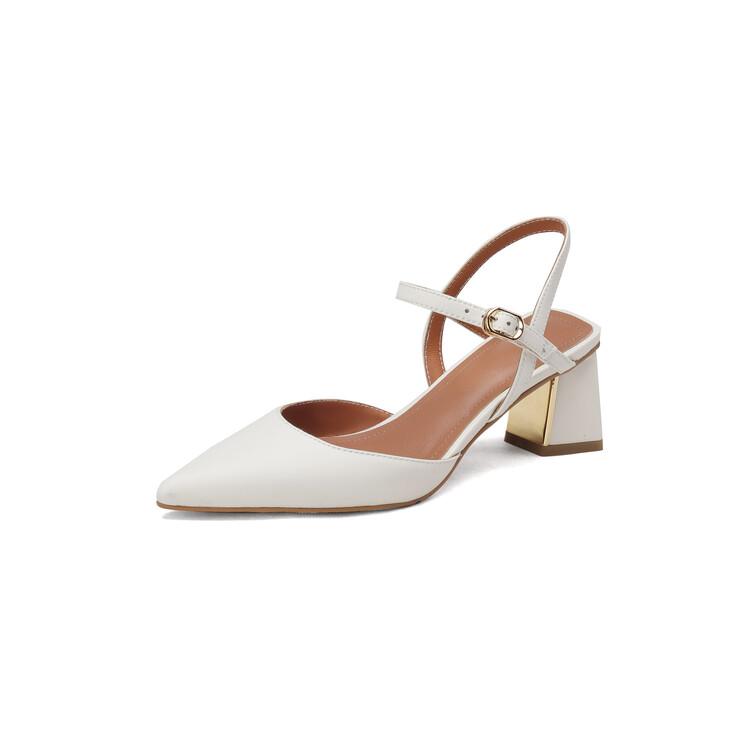 Fashion New Summer Sandals Sheep Suede Women Sandals Pointed Toe Back Strap Chunky Heel Shoes for Women Casual Shoes Zapatos De Mujer