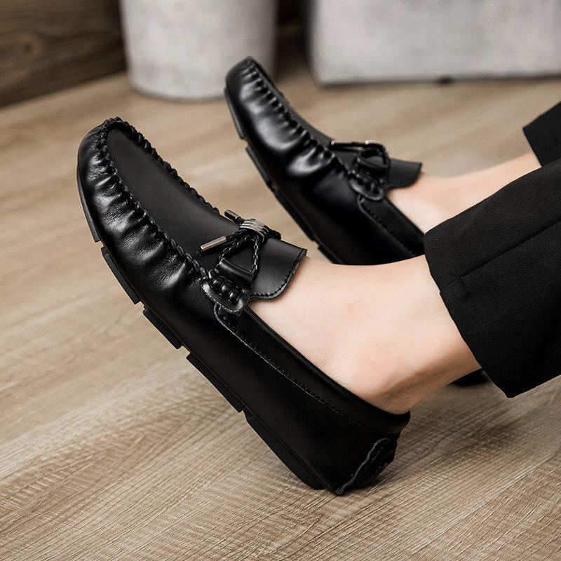 

Летние дышащие мужские туфли-бини, кожаные матовые кожаные туфли, туфли для вождения, повседневная мужская обувь 44 чёрный