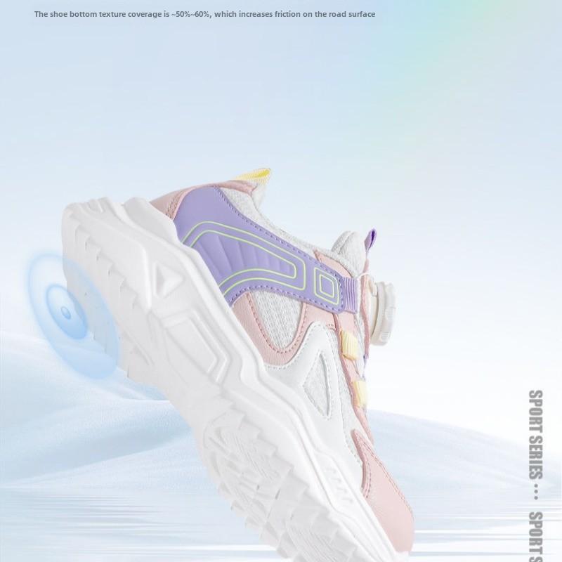 Warrior Sports Shoes Spring Autumn and Winter Rotating Buckle Casual Shoes Girls Soft-soled Breathable Running Shoes