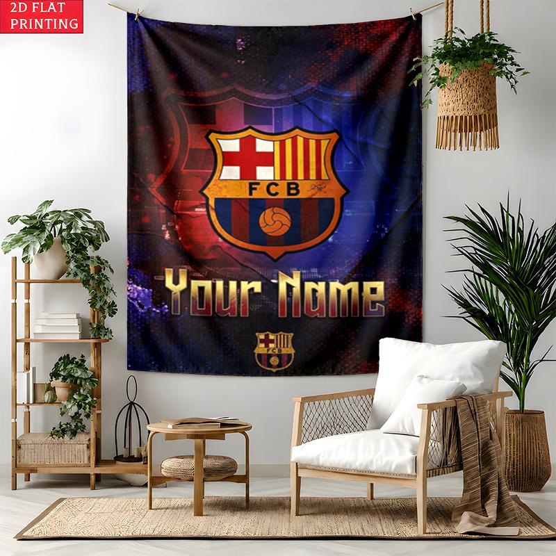 FC Barcelona Vlastní jméno Gobelín Personalizované Nástěnné Umění Závěsný Bohemský Domácí Dekorace pro Ložnici Kolej Obývací Pokoj