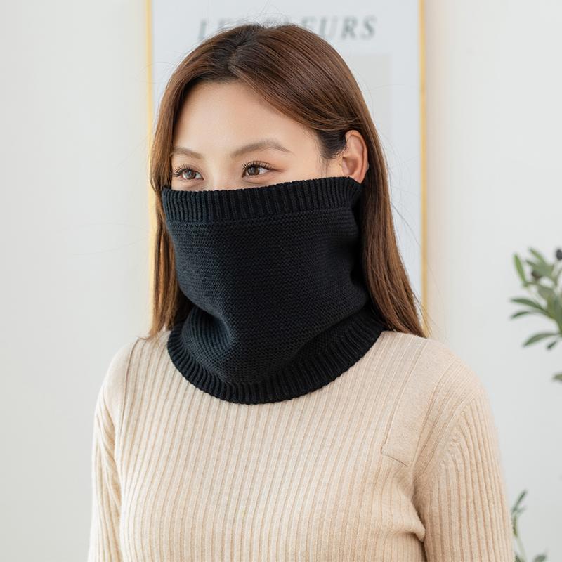 

Solid Soft Knitted Neck Warmer Sport Scarf Women Men Face Cover Winter Warm Scarves Thick Cold-proof Collar Full Face Scarf One Size чорний