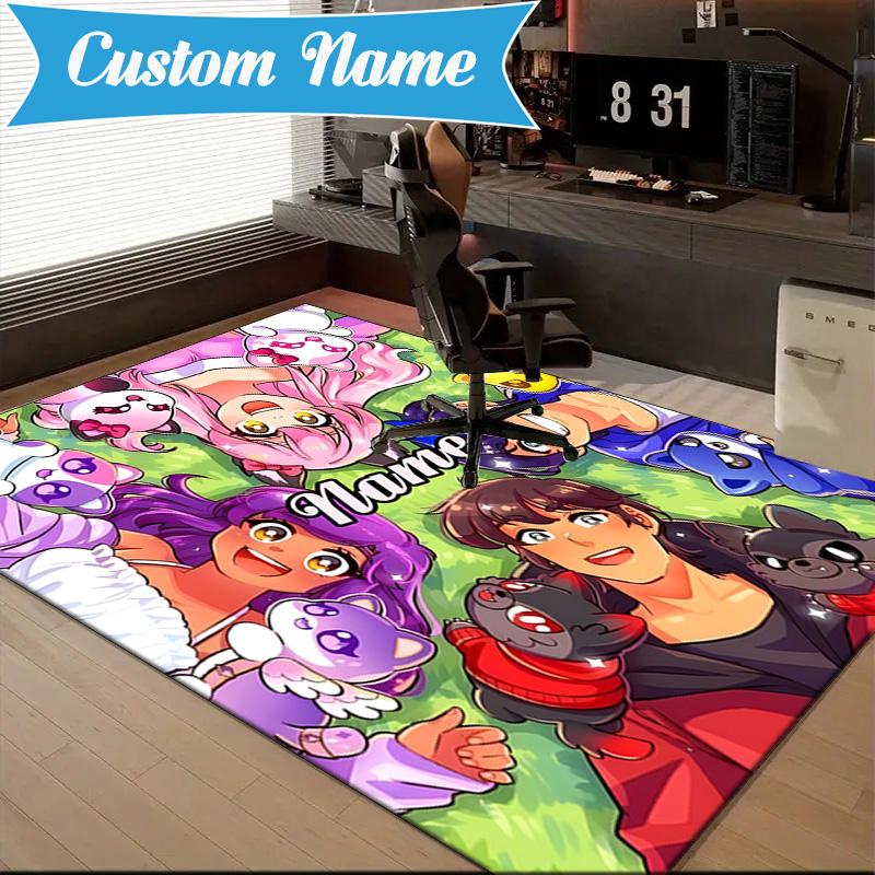 Custom Name Fantasy Friends Aph-mau World Rug Game Carpet, Floor Mat for Bedroom Living Room Entryway Rug,Home Decor Idea Gift for Christmas birthday