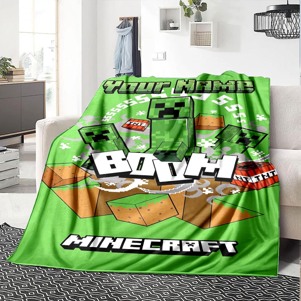 Minecraft Customize Text Blanket Cozy Customizable Blanket Ultra-Soft Perfect for Office Chair Sofa Chair Seaside Four Seasons Universal