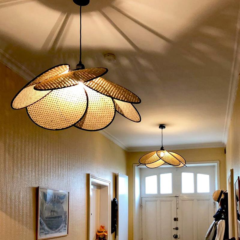 Pre-owned Wabi-sabi Rattan Pendant Lamp for Zen Tea Rooms & Creative Spaces