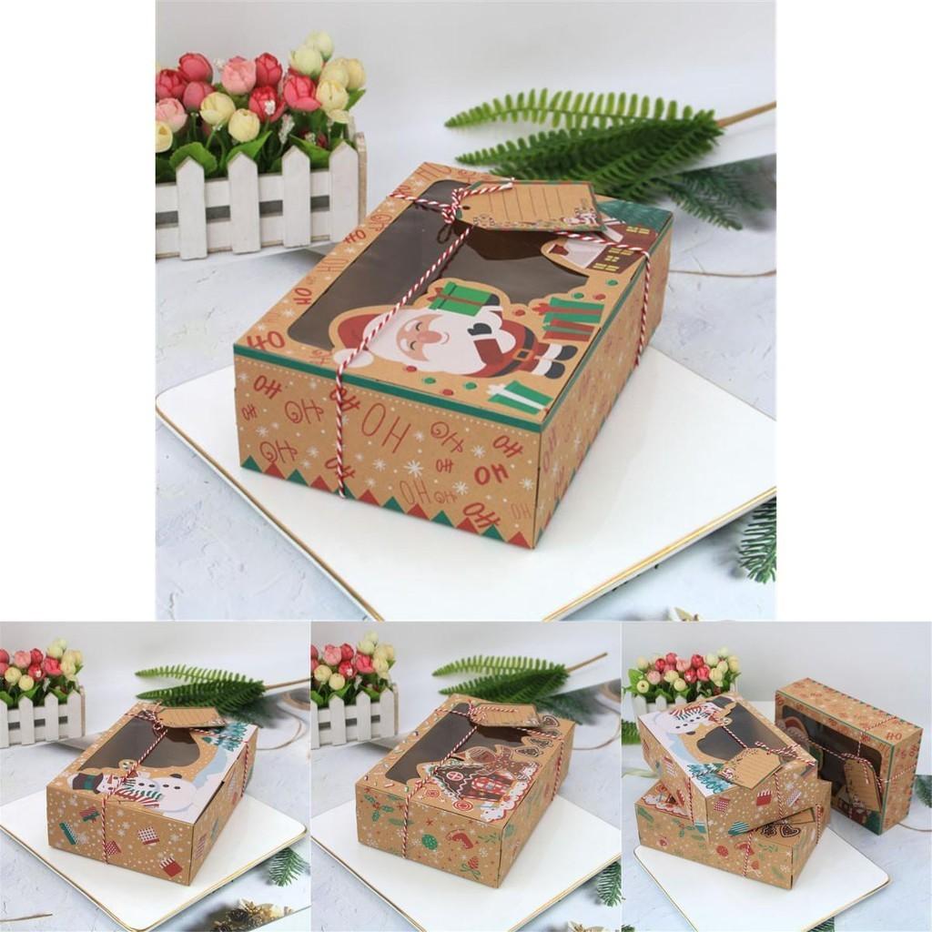 12pcs Kraft Paper Christmas Gift Candy Cookie Muffin Cake Boxes With Exquisite Printing And Decorative Tags